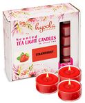 HYOOLA Scented Tealight Candles - Clear Cup - Strawberry Tealight Candles Scented - 6 Hour Burn Time - 15 Pack - European Made