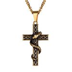 PROSTEEL Gold Filled Cross Snake Punk Necklace Pendant for Men Jewelry