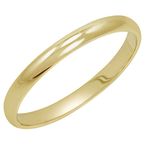 Women's Solid 14K Yellow, White or Rose Gold 2mm Classic Plain Wedding Band |Available Ring Sizes 4-10|14K Gold Rings for Women, 14K Gold, not_applicable