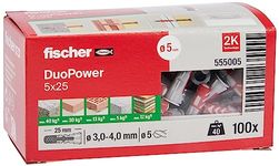 fischer DUOPOWER 5 x 25 mm Wallplug, 555005