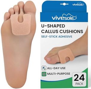 ViveSole U-Shaped Callus Cushions for Feet (Pack of 24) - Corn Pads for Bottom of Foot, Pain Relief, Blisters - Self-Stick Adhesive Felt Padding - Horseshoe Pad Protects Calluses from Rubbing on Shoes
