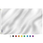 ANLEY Fly Breeze 3x5 Foot Solid White Flag - Vivid Color and UV Fade Resistant - Canvas Header and Double Stitched - Plain White Flags Polyester with Brass Grommets 3 X 5 Ft