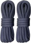 Rainier Supply Co. Boat Dock Lines (Pack of 2) - Premium Double Braided Nylon Dock Rope - Mooring Lines with 12" Eyelet - Navy Blue - 15 ft x 3/8 inch