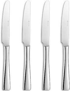KEAWELL Premium 9.5" Louis Dinner Knives, Set of 4, Stainless Steel Dishwasher Safe, Serrated Knives (Plain)
