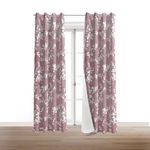 BFAM 100% Blackout Curtain for Bedroom Thermal Insulated Floral Print Blackout Curtains Double Layer Full Room Darkening Curtains with White Liner, Set of 2 Curtains, 8 Feet, Pink