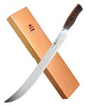 TUO Cimitar Knife - 14 Inch Butcher's Breaking Cimitar Knife Long Meat Knives Professional Curved Carver - Forged German Steel with Full-Tang Pakkawood Handle - Fiery Series Gift Box Included