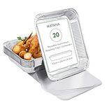 MATANA - 40 Large Aluminium Foil Trays for Food Roasting, Baking with Easy Secure Lid Cover, Multi-Use, Oven & Freezer Safe - 32x26cm (2350ml) - Buffet Trays with Lids, Perfect for Party Catering