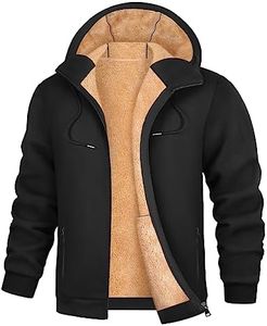 PASUDA Sweats Homme Polaire Sweat à Capuche Veste avec Zippée Hiver Chaud Épaisse Sherpa Manches Longues Manteaux Poche Zippée Blouson Thermique Casual Travail Sport (Noir, M)