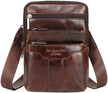 Leather Shoulder Messenger Bag for Men Travel Business Crossbody Pack Wallet Phone Pouch Purse Daypack Coffee