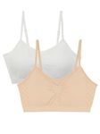 Vanity Fair Women's Beyond Comfort Bra Seamless Padded Bralette (S-2XL), 2 Pack - Beige/White, Large-X-Large