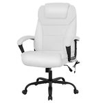 BestMassage Big and Tall Office Chair 500lbs Wide Seat Ergonomic Desk Chair with Lumbar Support Arms High Back PU Leather Executive Task Computer Chair for Heavy People Women (White)