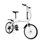 GDSKR 20 Inch Folding Bicycle Bike for Adults, 6 Speed Light Carbon Steel Folding Bike, With Double V Brake, City Bike for Adult, Commute Bicycle, Adjustable Height, for Adults and Children Teenagers