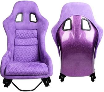 ciwucseat Size L Piece of Universal Fiber Glass Racing Bucket Seat, Purple Glitter Stronger Fiberglass Back w/Dual Lock Slider, Fit for Racing Simulator and Car Use