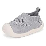 MK MATT KEELY Baby First Walking Shoes for Wide Feet Boys Girls Soft Mesh Breathable Sneakers for Toddler Infant Grey