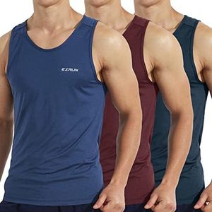 EZRUN Men's Quick Dry Tank Top UPF 50+ Summer Beach Swim Shirts for Gym Workout Athletic Muscle Sleeveless Shirts