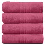 GC GAVENO CAVAILIA Extra Large Bath Sheet - Egyptian Cotton Towels Jumbo Bath Sheet - 4 Pack Water Absorbent & Quick Dry Towel Set, Hot Pink