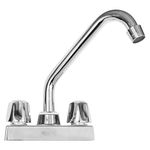 D.N. Laundry Faucet with Trap Seal Primer Polished Chrome Utility Sink Faucet Spout and 2 Dual Handle - 4″ Center Set