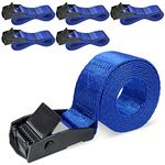 JYSDCXC Lashing Strap Short - Tie Down Straps with Ratchet Adjustable Lashing Straps for Car Bicycle Carrier SUP Kayak Luggage Cargo DIN EN 12195-2 Standard 6 Packs 1 m x 25 mm (Blue 1m)