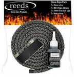 Black Stove Rope Kit 10mm x 2m Long with Reeds Adhesive Flues Glass Door Seals