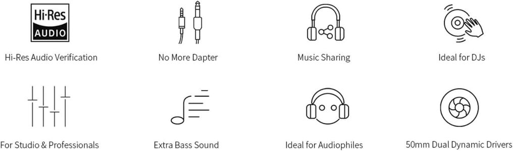 OneOdio Over Ear Studio Headphones – Wired DJ Monitor, Black
