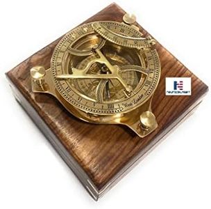 Captain Brass Sundial Compass with Hardwood Wooden Box Nauticalmart