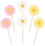 36 Pcs Daisy Cupcake Toppers, Pink 