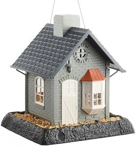 North States Village Collection Bayside Cottage Birdfeeder: Easy Fill and Clean. Squirrel Proof Hanging Cable included, or Pole Mount Large, 5 pound Seed Capacity (9.5 x 10.25 x 11, Gray)