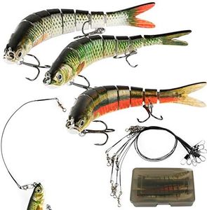 3pcs Señuelos de Pesca 27g 8 Segmentos + 9 Líderes Alambre Pesca 15.5cm 20cm 25cm Cebos de Pesca para Mar Lubina Black Bass Barracuda Pez Grande Regalo para Hombre