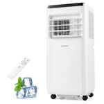 COSTWAY Portable Air Conditioner, 10000 BTU AC Unit, Fan & Dehumidifier with 24H Timer, Sleep Mode, Child Lock, LED Display, Remote Control & Installation Kit for Rooms up to 350 Sq.Ft (10000 BTU)