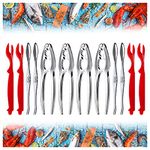 Seafood Tools Crab Crackers Set Including 4 Crackers 4 Seafood Sheller and 4 Stainless Steel Forks