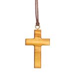 Minimalistic cross olive wood necklace pendant handmade in Nazareth