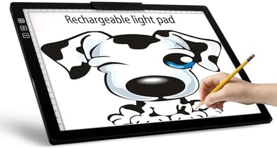 Wireless Rechargeable A4 LED Light Pad w/Built-in Riser Stands, 6 Levels of Brightness, Evenly Illuminated Light Box for Tracing and Weeding Vinyl, Slim and Lightweight Diamond Painting light board