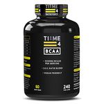 Time 4 BCAA - 240 Capsules High Strength Branched Chain Amino Acids Made by Fermentation Process - Muscle Growth, Tissue Repairing & Energy Production Vegan BCAA Capsules Not BCAA Amino Acids Tablets