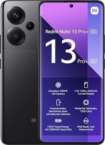 Xiaomi Redmi Note 13 Pro+ 5G Smartphone, 12+512GB, Handy ohne Vertrag, 6,67" 1,5K AMOLED Display, 5.000 mAh, 200MP Kamera, Dual-SIM, Black