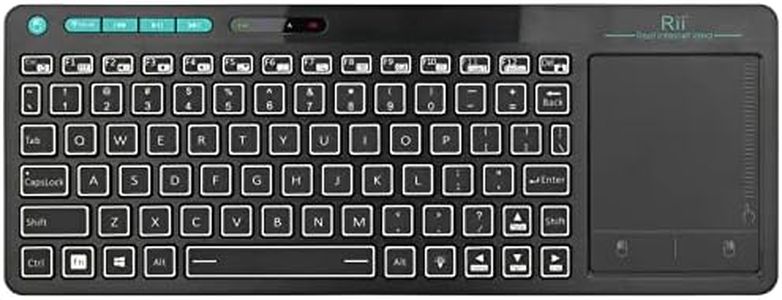 (Dual Mode) Rii RT518S Wireless and Bluetooth 2-LED Color Backlit Multimedia Keyboard with Multi-Touch Big Size Trackpad,Rechargable Keyboard for Android TV Box,PC,Tablets,Smart TV, HTPC, IPTV,Windows