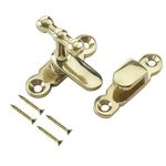 TERF® Showcase Type Catch Polished Brass 40mm Door Turn Catches Cupboard Cabinet Wardrobe Latch Catch Lock Gate Shed Door Rabbit Hutch Thumb Turn Button with Fixing Screw - Pack of 1