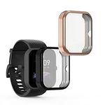 kwmobile Case Compatible with Huami Amazfit Bip 3 / Bip 3 Pro Case - 2X TPU Silicone Fitness Tracker Cover - Black/Rose Gold