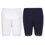 Snowball Stylish Lace Cycling Shorts/Safety/Slip/Yoga PlusSize Shorts for Women/Girls Combo White-Navy Blue