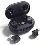 Rechargeable Sound Device for Seniors & Adults, Digital Audio Device with 3.2g Lightweight In-Ear Earbud, Power on Anti Howling, Touch Controls & LED Charging Case (Black)