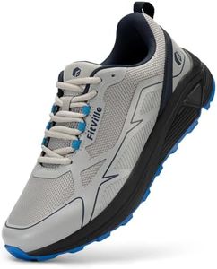 FitVille Wide Fit Hiking Trekking Trainers Breathable Trail Running Shoes for Men Arch Support Sneakers, Silver Gray, 11, Wide