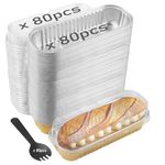 HAKZEON 80 Set 240PCS Mini Aluminum Foil Loaf Pans with Lids Accessories, 6.8oz 200ml Rectangle Loaf Foil Tin Liners, Aluminum Foil Bread Container for Baking Brownie Cake Bread, Gold