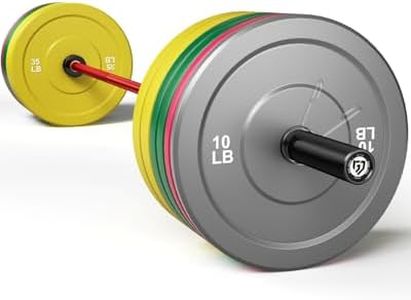 Goimu Barbell Weight Set, 7FT Olympic Barbell with Weight Plates (290LB Color), Fits 2-inch Standard Bumper Plates, 1500LB Capacity Knurled Grip Bar for Squats, Weightlifting, Bench Press, Deadlifts & Hip Thrusts, Red