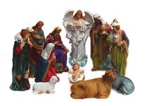 Brahma Crafts Christmas Nativity Crib Set of 11 Pieces Made in polymarble (7.5 inches Height, Baby Jesus- 3.1 inches x 2 inches), Life-Like Christmas Crib Set Statue