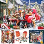 Puzzle Advent Calendar 2024 Jigsaw Puzzles - Christmas Dog's Car 1008 Pieces Jigsaw Puzzle 24 Days Countdown to Christmas Advent Calendar Puzzle for Adults and Kids Christmas Puzzles Gift