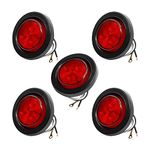 Lidscura 2 inch Red Round Side Marker Lights Trailer LED Clearance Marker Lights with Mount Grommet for Car Trucks, Trailers, Travel Trailer, Boat Trailer, Camper Pickups, SUV, RV (5PCS)