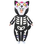 Spooktacular Creations Kids Inflatable Costumes with LED Light Eyes, Full Body Skeleton Kitty Blow Up Costumes for Halloween