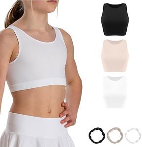 Risalti Top Bambina Americano in Microfibra 3 Pz - Top Ragazza Senza Cuciture, Top Sportivo Bambina, Reggiseno Ragazza Sportivo, Seamless, Bracciali in Omaggio - Made in Italy