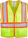 KAYGO High Visibility Safety Vests KG0100, Reflective Vest with Pockets and Zipper, ANSI Type R Class 2 Not FR(Yellow,XL)