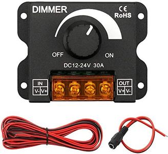 InduSKY Regulador de Intensidad Atenuador de interruptor LED DC 12V-24V 30A Dimmer Controlador + 5m 2 Pin DC 12V Cable de Extensión de Tira de LED 22 AWG Cable + Conectores Hembra DC