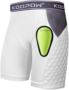 KOOPOW Youth Sliding Shorts Boys Padded Slider Shorts Pads with Soft Protective Athletic Cup for Baseball, Football, Lacrosse